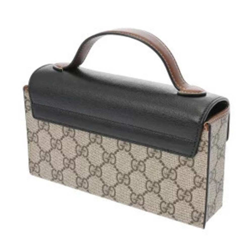 Gucci Shoulder Canvas Brown Padlock GG Supreme Bag Beige Black Ebony Leather